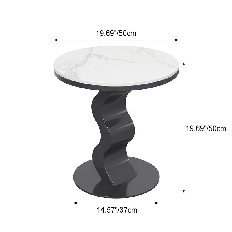 Mesa de Centro Contemporánea de Lujo con Tapa de Piedra Sinterizada y Base Corrugada para Sala de Estar 