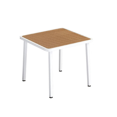 Table à manger moderne minimaliste avec dessus en lattes carrées et cadre en fer pour salle à manger 