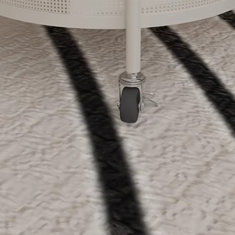Zeitgenössischer Einfachheit Runder Glastisch Eisen Aufbewahrungskorb Beistelltisch Rollen 2-stufig Für Wohnzimmer 