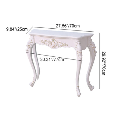 Traditional European Solid Wood Top Arc Carved Legs Console Table End Table For Entryway