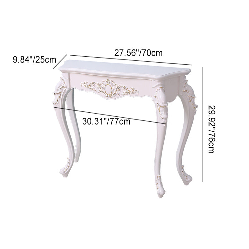 Traditional European Solid Wood Top Arc Carved Legs Console Table End Table For Entryway