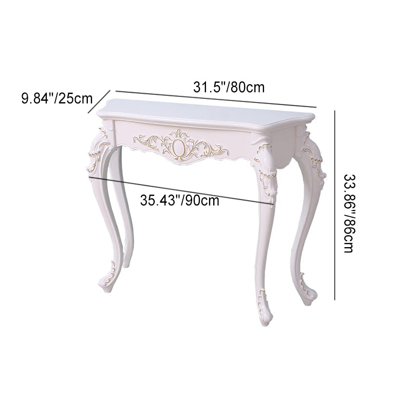 Traditional European Solid Wood Top Arc Carved Legs Console Table End Table For Entryway