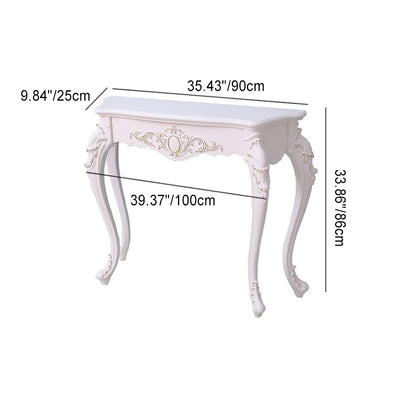 Traditional European Solid Wood Top Arc Carved Legs Console Table End Table For Entryway