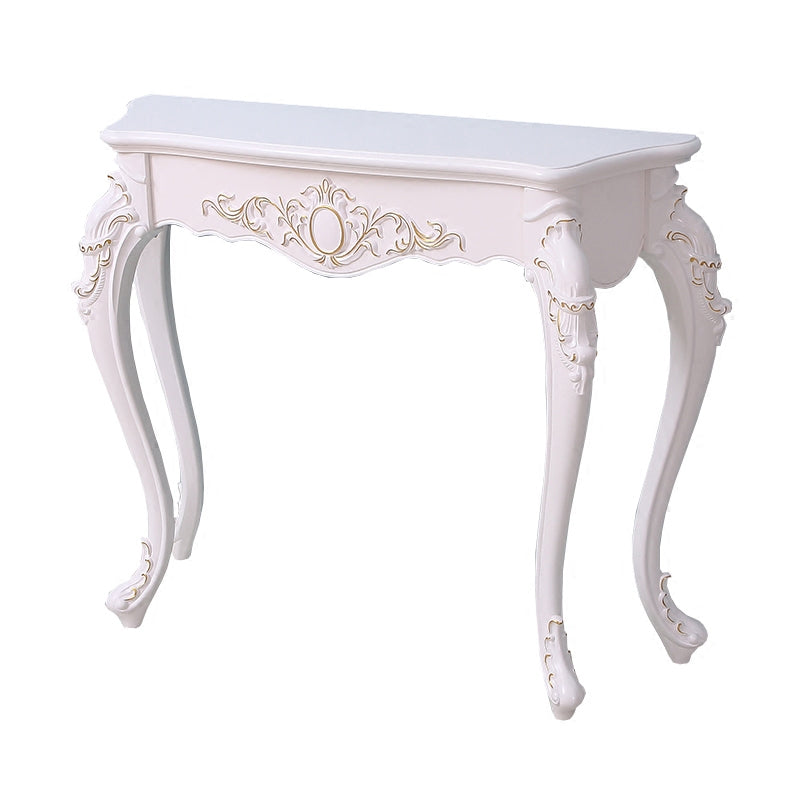 Traditional European Solid Wood Top Arc Carved Legs Console Table End Table For Entryway