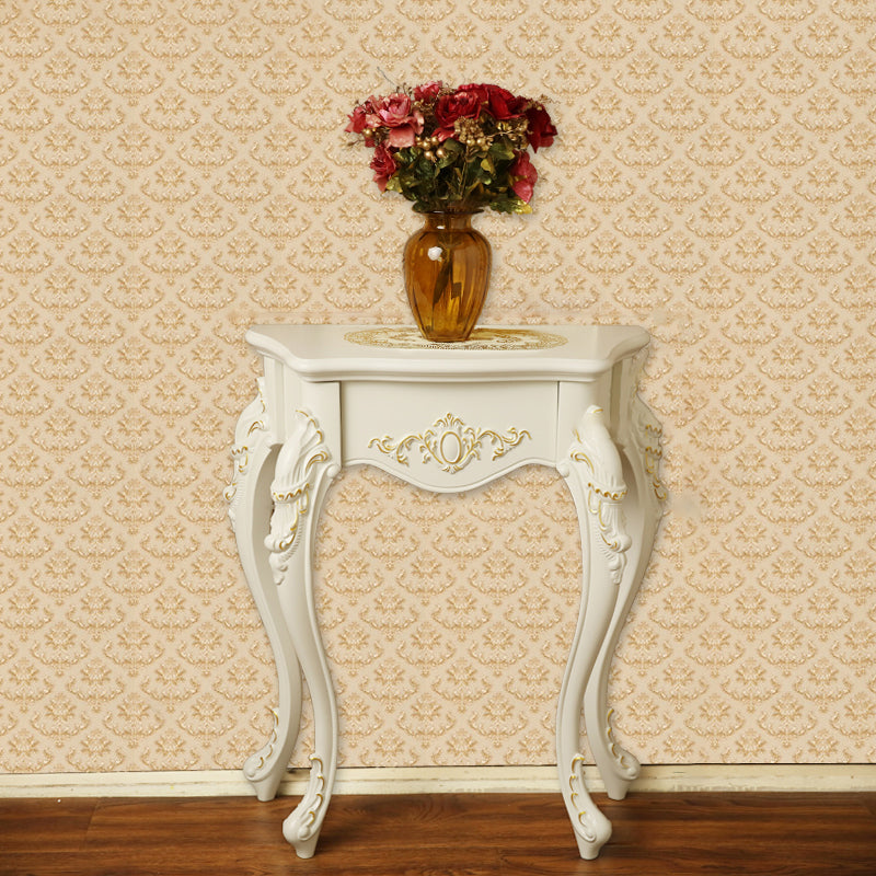 Traditional European Solid Wood Top Arc Carved Legs Console Table End Table For Entryway