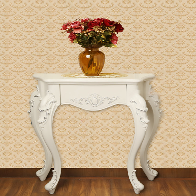 Traditional European Solid Wood Top Arc Carved Legs Console Table End Table For Entryway