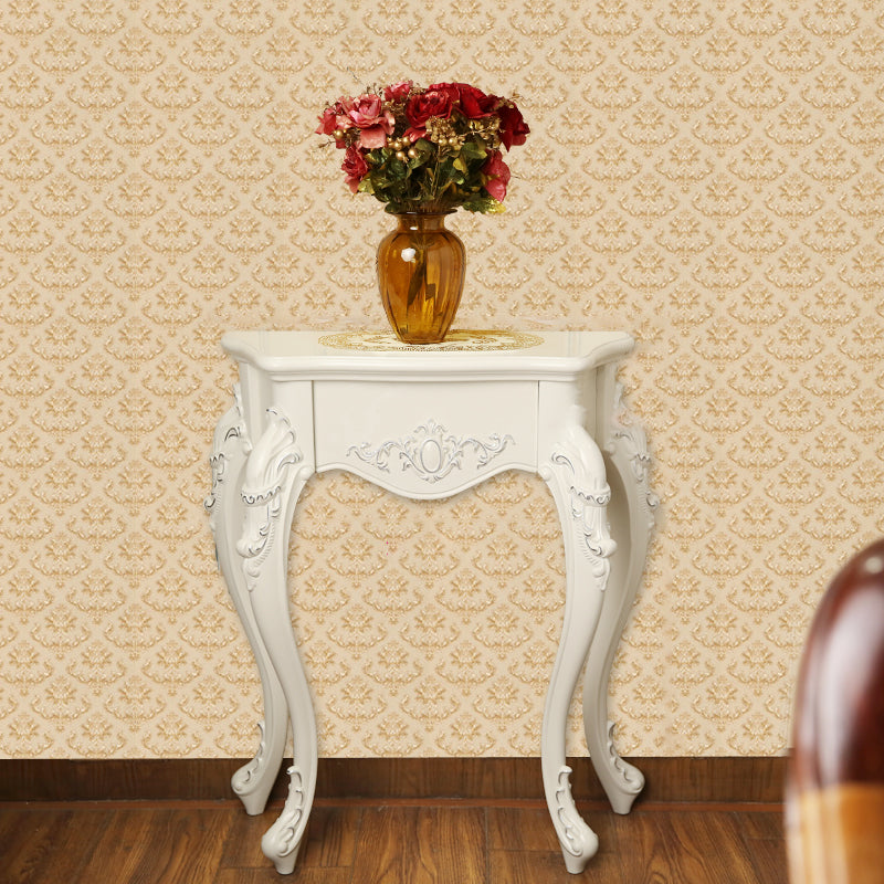 Traditional European Solid Wood Top Arc Carved Legs Console Table End Table For Entryway