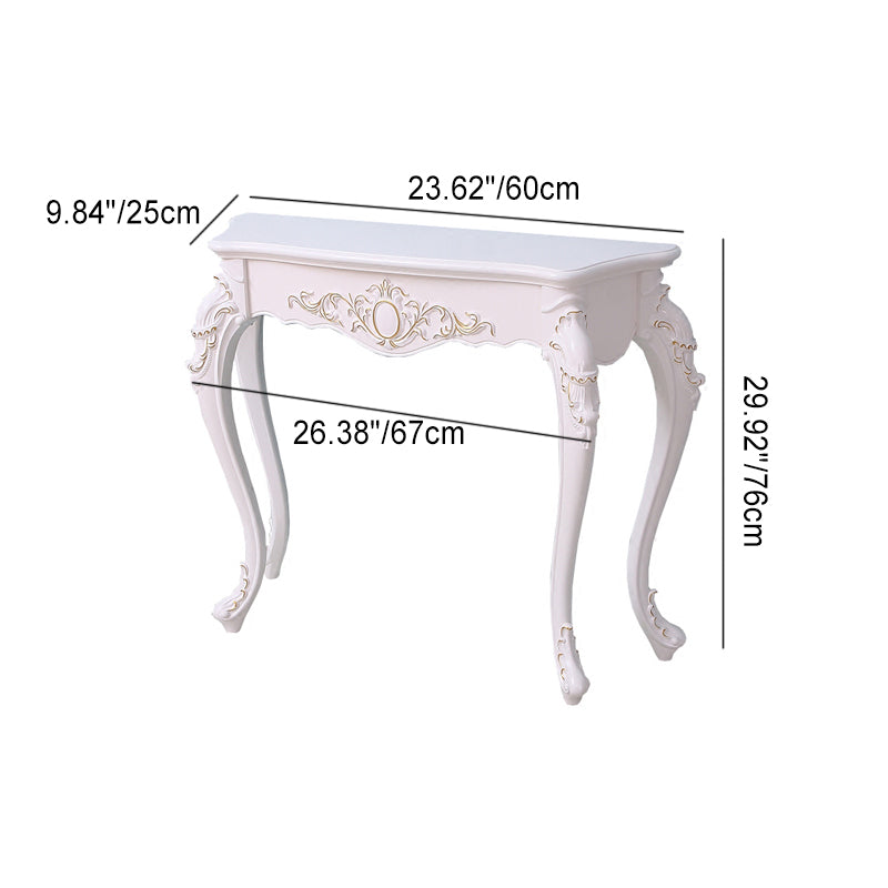 Traditional European Solid Wood Top Arc Carved Legs Console Table End Table For Entryway