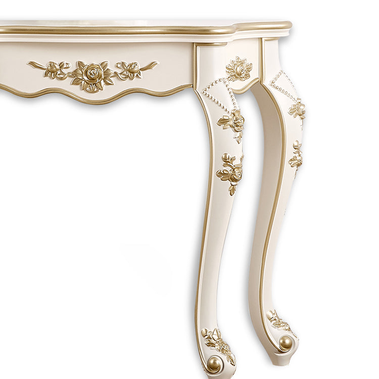 Traditional European Carving Curved Solid Wood Top Console Table End Table For Entryway