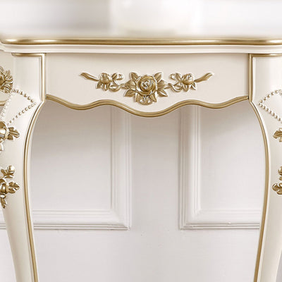 Traditional European Carving Curved Solid Wood Top Console Table End Table For Entryway