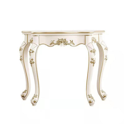 Traditional European Carving Curved Solid Wood Top Console Table End Table For Entryway