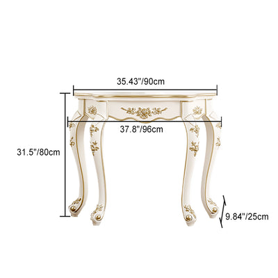 Traditional European Carving Curved Solid Wood Top Console Table End Table For Entryway
