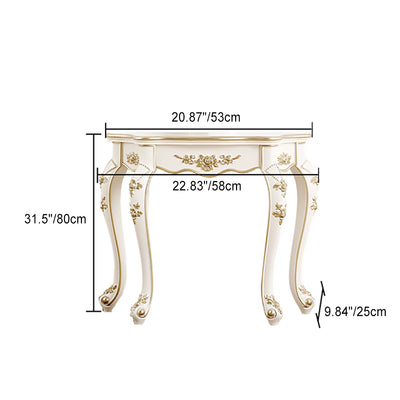 Traditional European Carving Curved Solid Wood Top Console Table End Table For Entryway