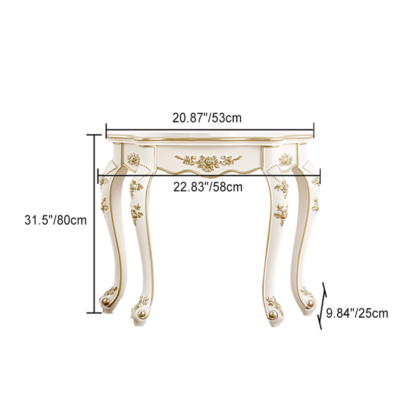 Traditional European Carving Curved Solid Wood Top Console Table End Table For Entryway