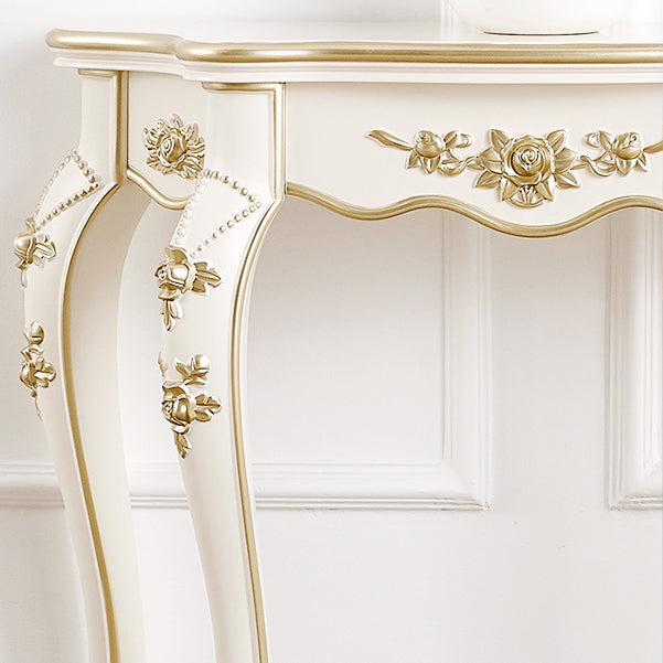 Traditional European Carving Curved Solid Wood Top Console Table End Table For Entryway