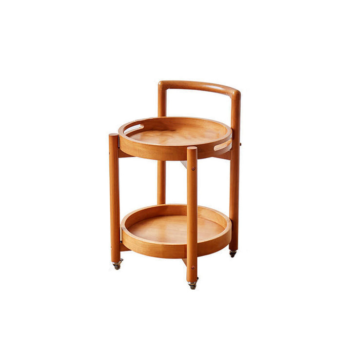 Traditional Vintage Round Solid Wood Tray Top End Table 2-Tier