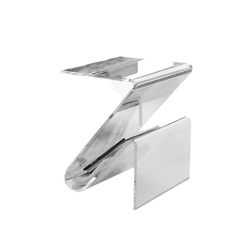 Zeitgenössischer nordischer Acryl-Z-förmiger Beistelltisch mit Ablagefach für das Wohnzimmer 
