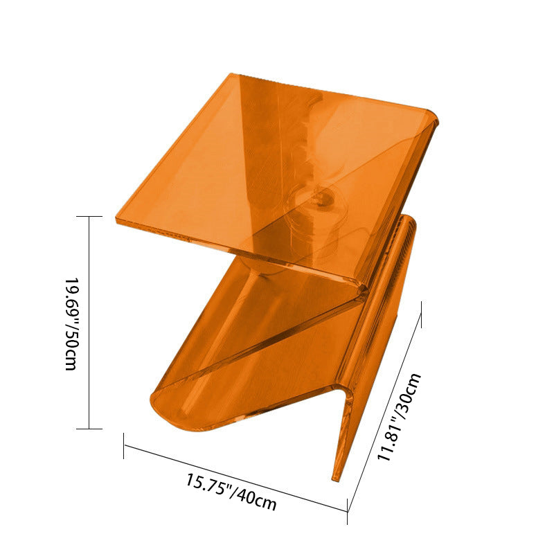 Contemporary Nordic Acrylic Z-Shaped End Table Storage Shelf For Living Room
