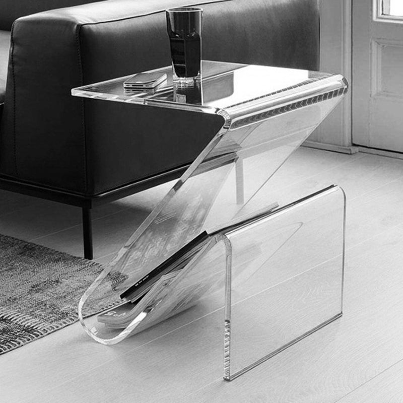 Contemporary Nordic Acrylic Z-Shaped End Table Storage Shelf For Living Room