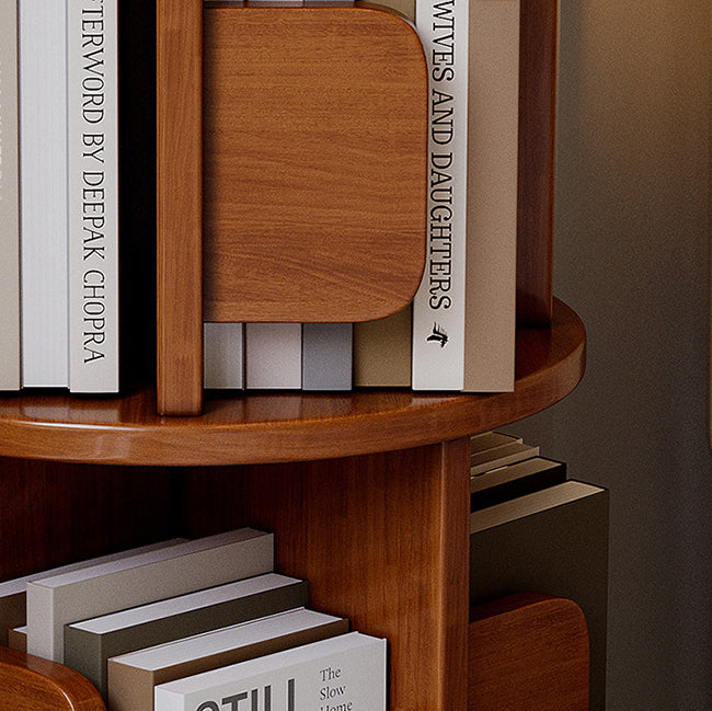 Contemporary Simplicity Square Rubberwood End Table Rotating Storage Shelf For Living Room