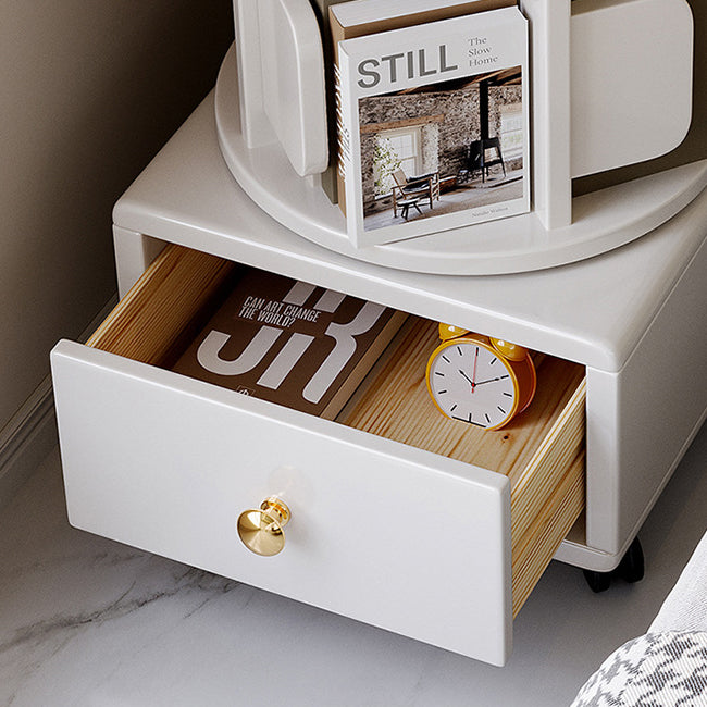Contemporary Simplicity Square Rubberwood End Table Rotating Storage Shelf For Living Room