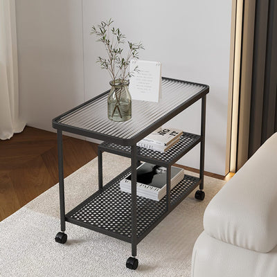 Table d'appoint rectangulaire en verre avec cadre en métal, simplicité contemporaine, 3 niveaux, pour salon 