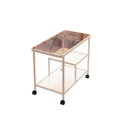 Table d'appoint rectangulaire en verre avec cadre en métal, simplicité contemporaine, 3 niveaux, pour salon 