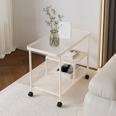 Table d'appoint rectangulaire en verre avec cadre en métal, simplicité contemporaine, 3 niveaux, pour salon 