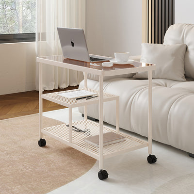 Table d'appoint rectangulaire en verre avec cadre en métal, simplicité contemporaine, 3 niveaux, pour salon 