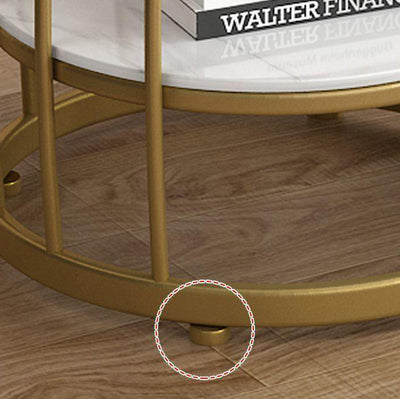 Table d'appoint contemporaine en acier au carbone à plateau rond en MDF à 2 niveaux pour salon 