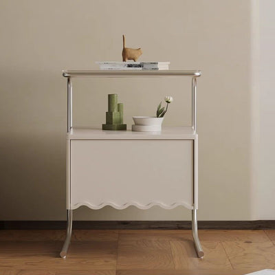 Contemporary Nordic Rectangular Glass Top Solid Wood Nightstand Drawer For Bedroom
