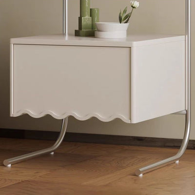 Contemporary Nordic Rectangular Glass Top Solid Wood Nightstand Drawer For Bedroom