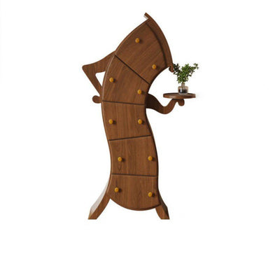 Table d'appoint contemporaine créative en bois massif incurvé à 5 tiroirs pour salon 