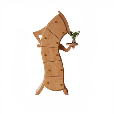 Table d'appoint contemporaine créative en bois massif incurvé à 5 tiroirs pour salon 