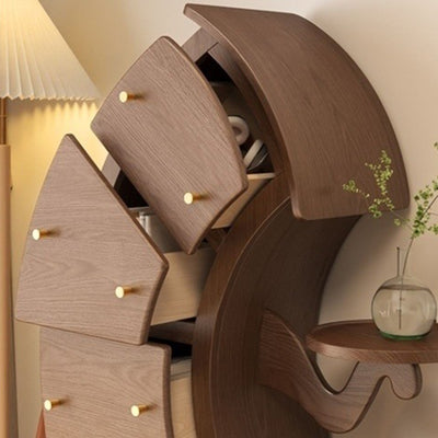 Table d'appoint contemporaine créative en bois massif incurvé à 5 tiroirs pour salon 