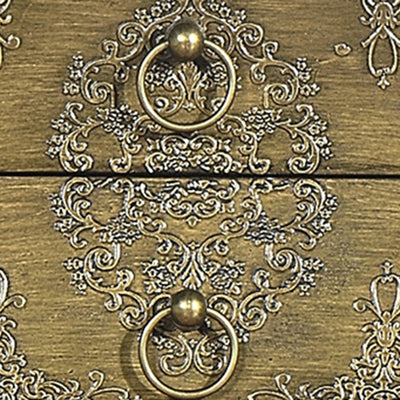 Mesa Auxiliar de Madera Maciza con Arabesco Cuadrado Tradicional Europeo de 2 Cajones para Sala de Estar 
