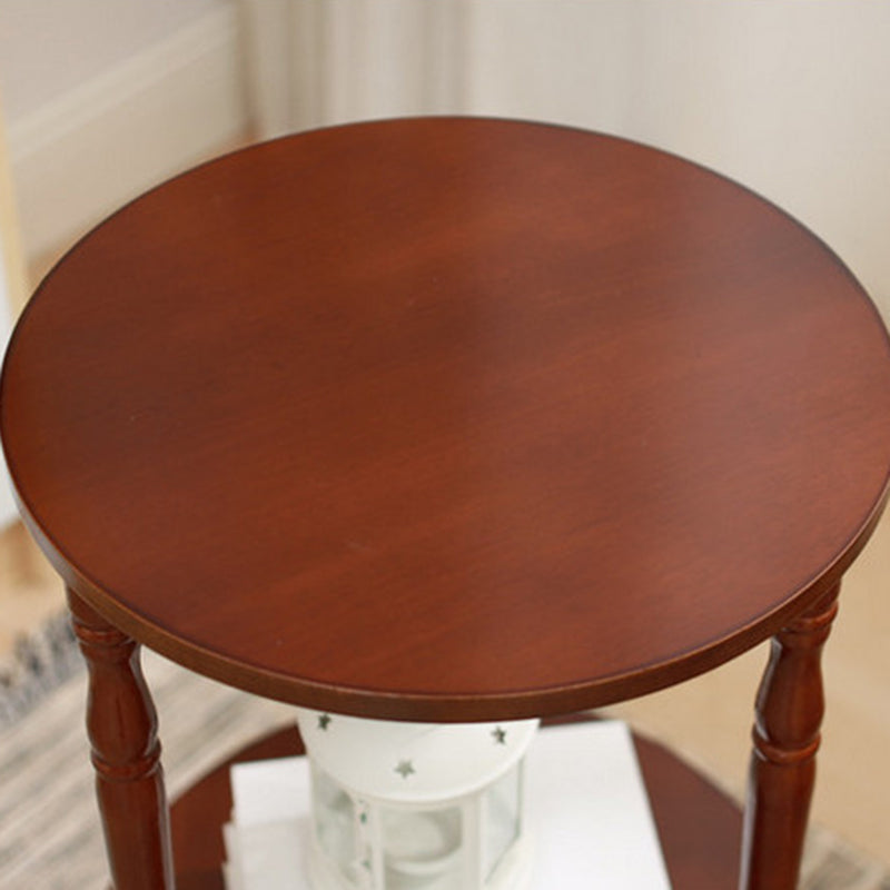Traditioneller europäischer runder Tisch mit Massivholzplatte und Stativbasis, 2-stufig, für das Wohnzimmer 