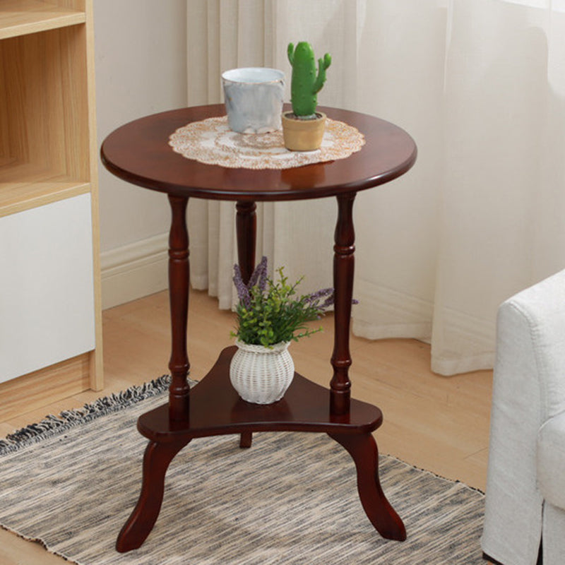 Traditioneller europäischer runder Tisch mit Massivholzplatte und Stativbasis, 2-stufig, für das Wohnzimmer 