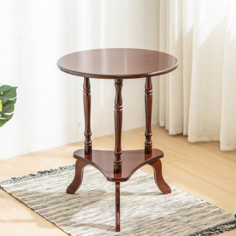 Traditioneller europäischer runder Tisch mit Massivholzplatte und Stativbasis, 2-stufig, für das Wohnzimmer 