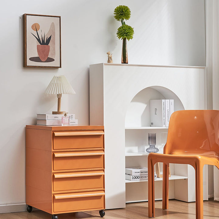 Contemporary Nordic Square ABS Rolling Storage Cabinet 4-Drawer For Living Room