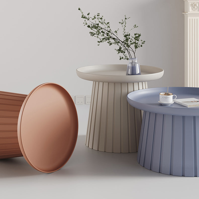 Contemporary Scandinavian Mushroom Shaped Plastic Round Pedestal Coffee Table For Living Room