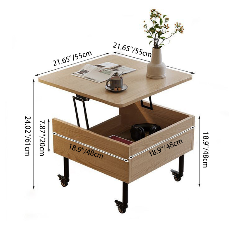 Traditional Japanese Square Solid Wood Ecological Board Top Extendable Coffee Table For Living Room