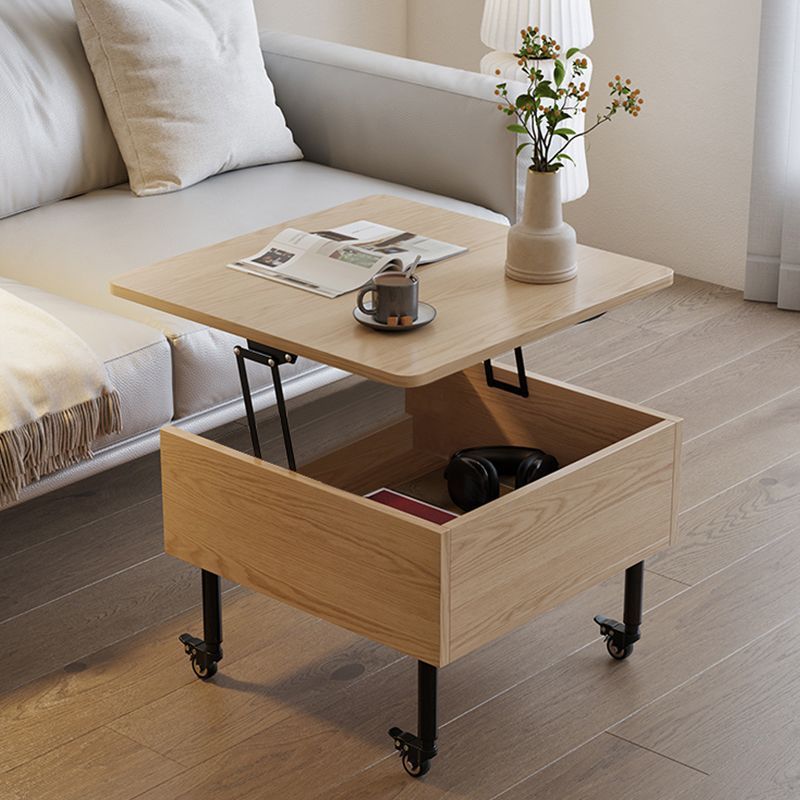 Traditional Japanese Square Solid Wood Ecological Board Top Extendable Coffee Table For Living Room