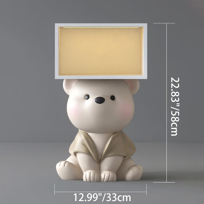 Table de nuit rectangulaire en résine d'ours créatif contemporain pour chambre 