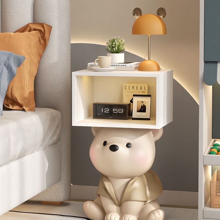 Table de nuit rectangulaire en résine d'ours créatif contemporain pour chambre 