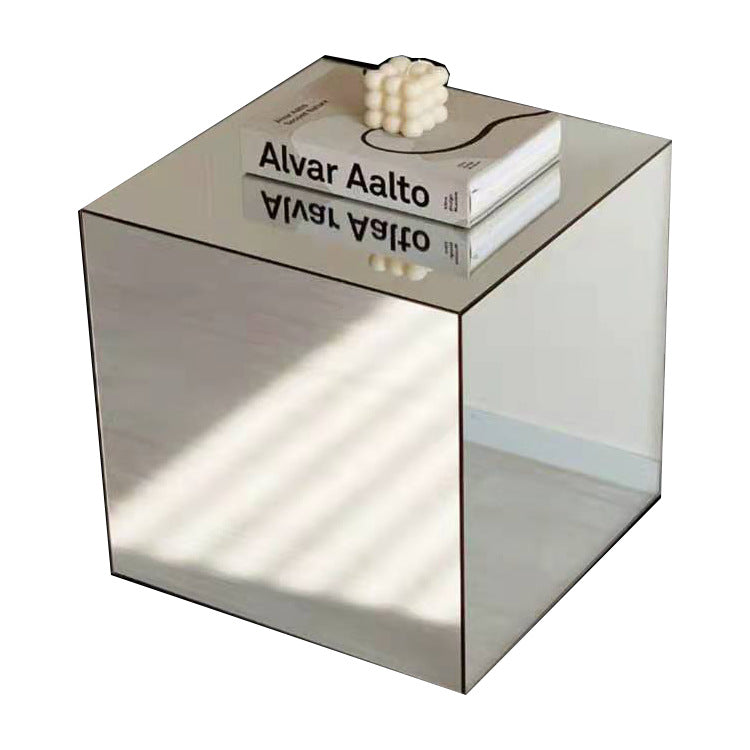 Moderner minimalistischer Acrylspiegel-Würfeltisch für das Wohnzimmer 