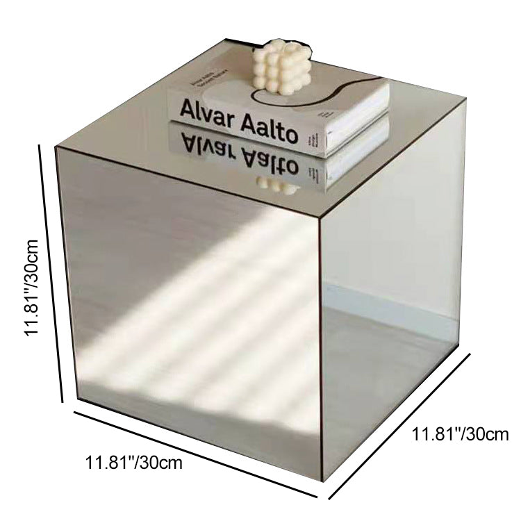 Moderner minimalistischer Acrylspiegel-Würfeltisch für das Wohnzimmer 