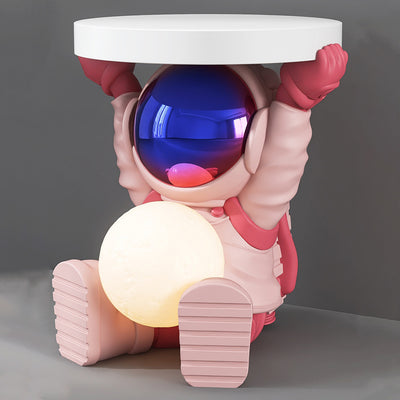 Contemporary Creative Fir Board Round Top Elephant Resin Base Side Table For Living Room