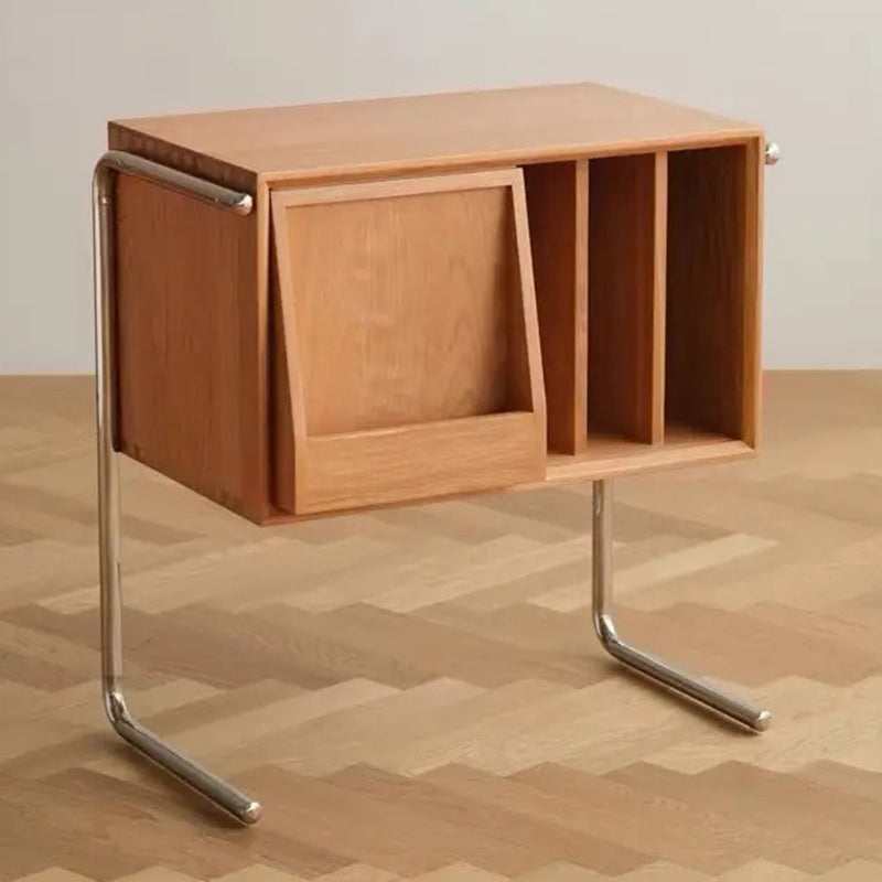 Traditioneller rechteckiger Beistelltisch aus Sperrholz und Edelstahl mit Stauraumschrank im japanischen Stil für das Wohnzimmer 