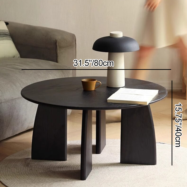 Mesa de centro redonda japonesa zen tradicional de madera de pino con tablero redondo de 1 nivel para sala de estar 